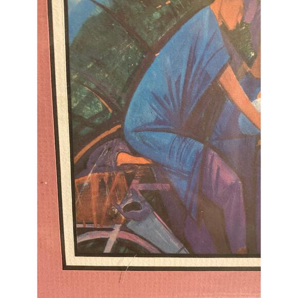 Pro - Framed Wall Art 6 X 6 in. Man, Woman, Child on Bicycle Double matted EUC - Picture 10 of 16